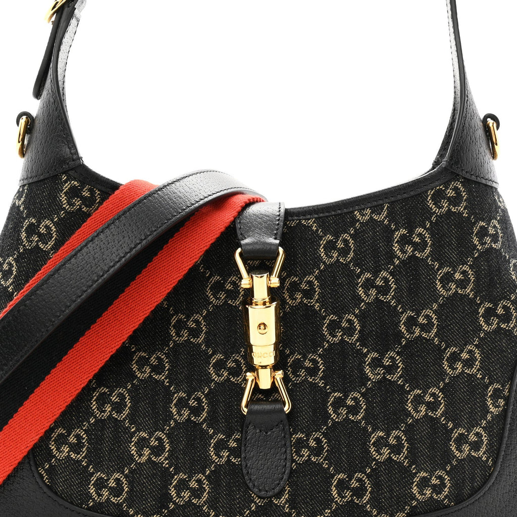 Jacquard Denim GG Monogram Small Jackie 1961 Hobo Black Ivory £¨ Direct shipment via from wholesalehk.shop
