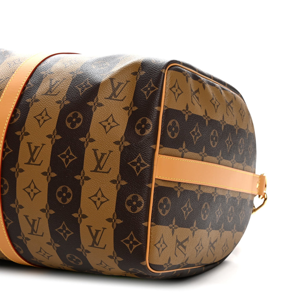 X NIGO Reverse Monogram Stripe Keepall Bandouliere 50 Brown wholesalehk.shop