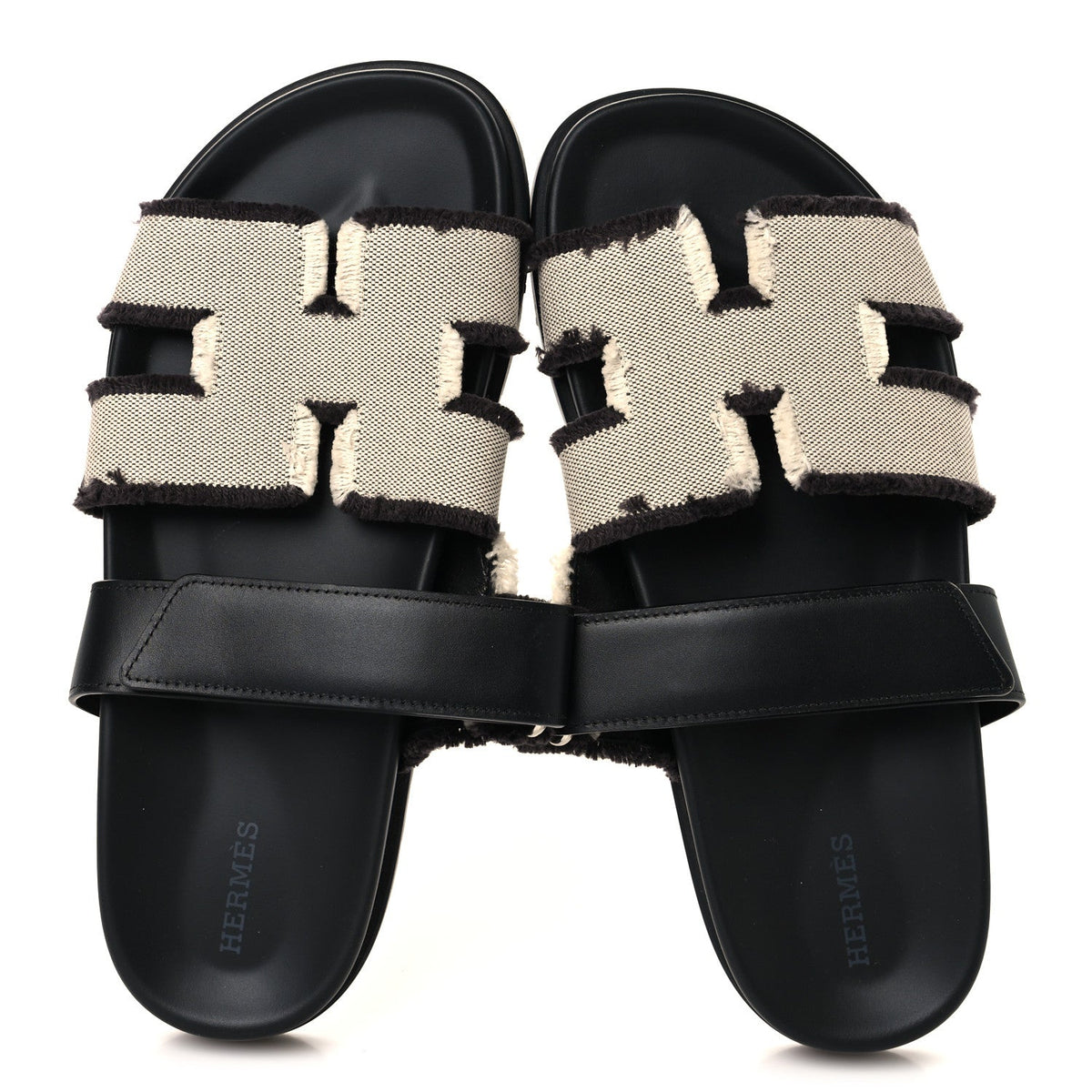 Techno Fringed H Canvas Caflskin Womens Chypre Sandals 39 Prunoir Black wholesalehk.shop