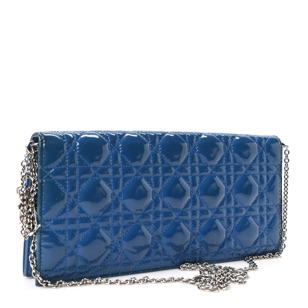 Patent Cannage Lady Dior Convertible Clutch Blue wholesalehk.shop