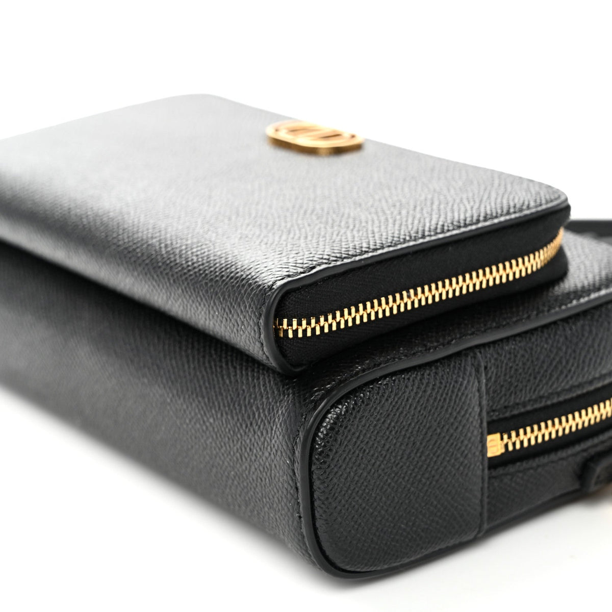 Grained Calfskin Caro Double Pouch Black wholesalehk.shop