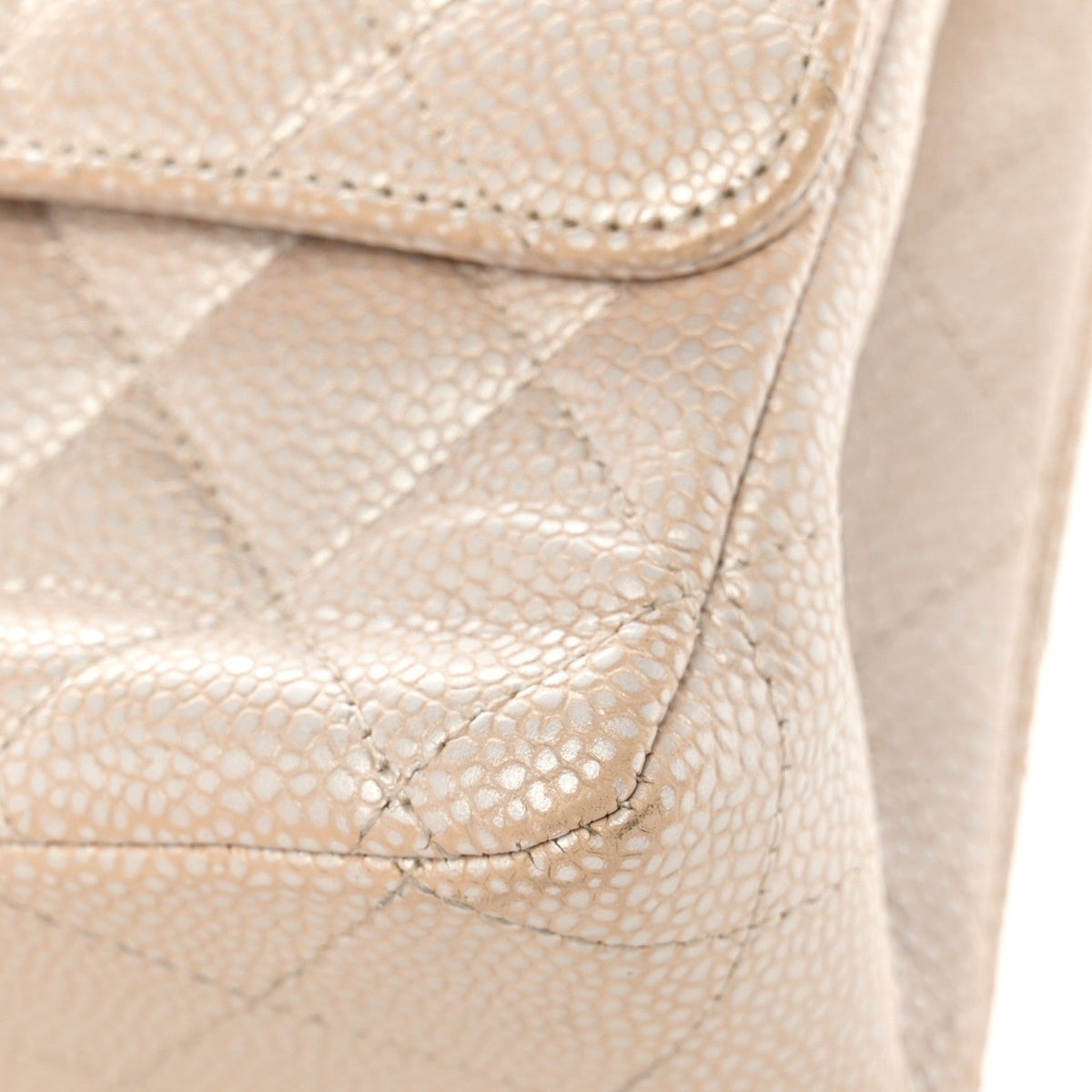 Pearly Caviar Quilted Medium Double Flap Light Beige wholesalehk.shop