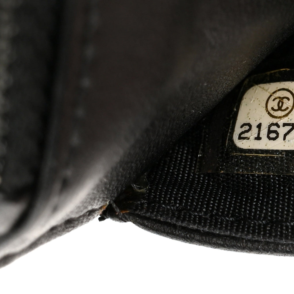 Lambskin Camellia Embossed Wallet On Chain WOC Black Gold wholesalehk.shop