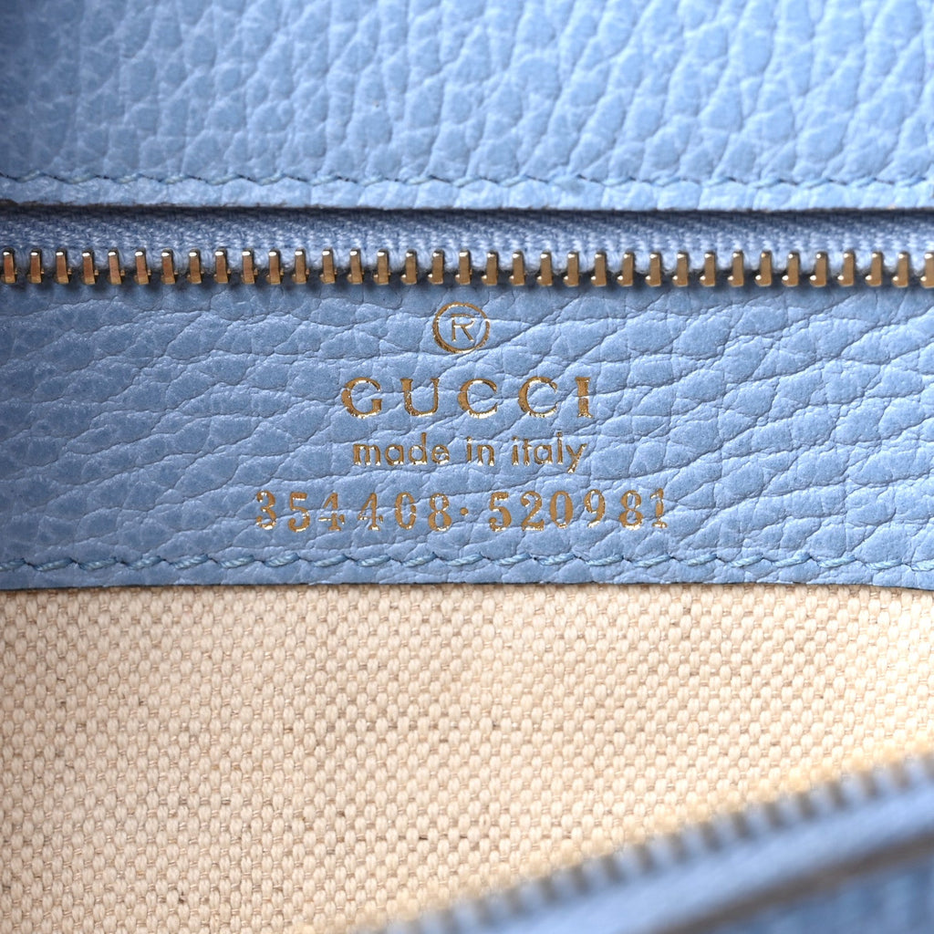 Dollar Calfskin Small Swing Tote Camelia Mineral Blue wholesalehk.shop