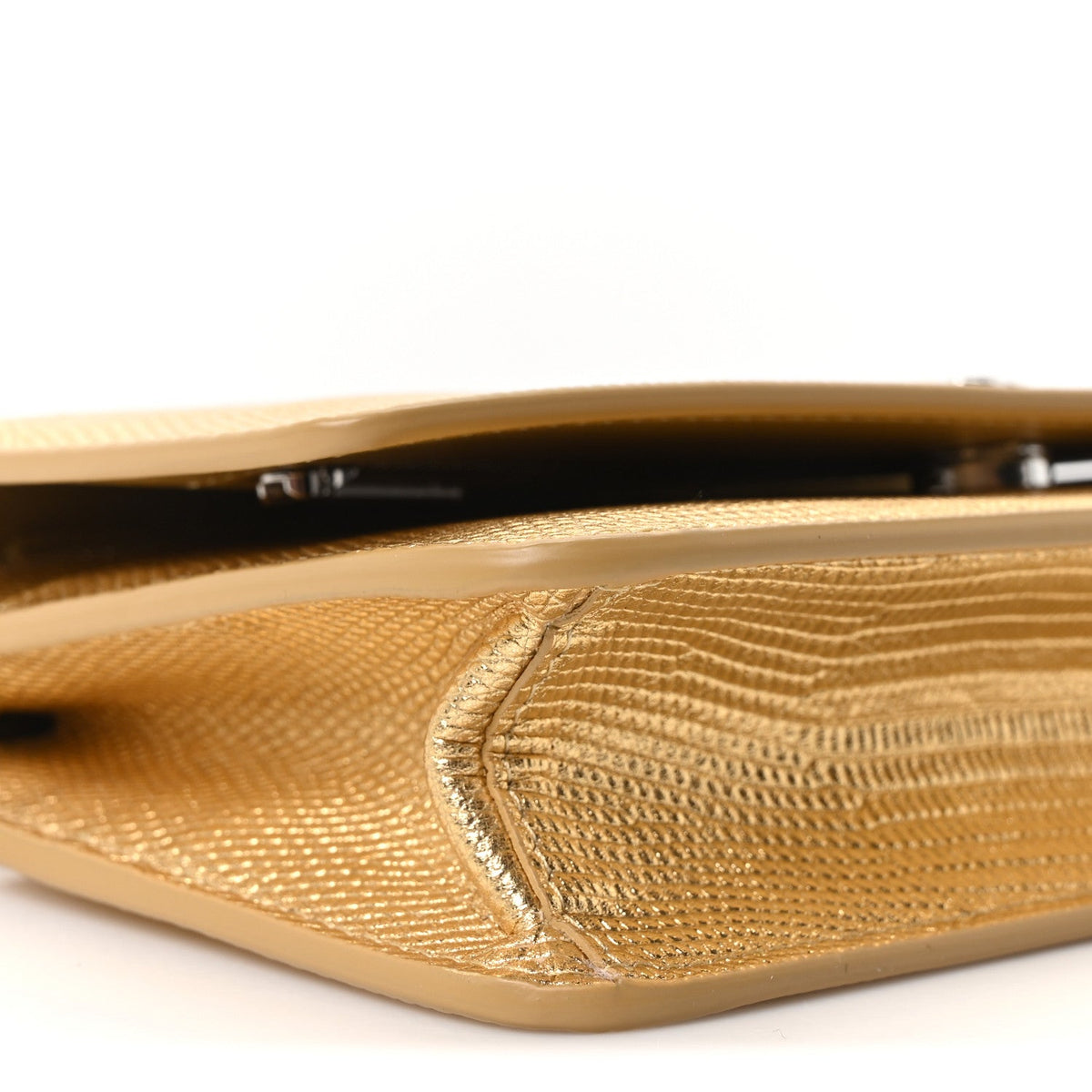 Calfskin Lizard Embossed Wallet On Chain WOC Gold wholesalehk.shop