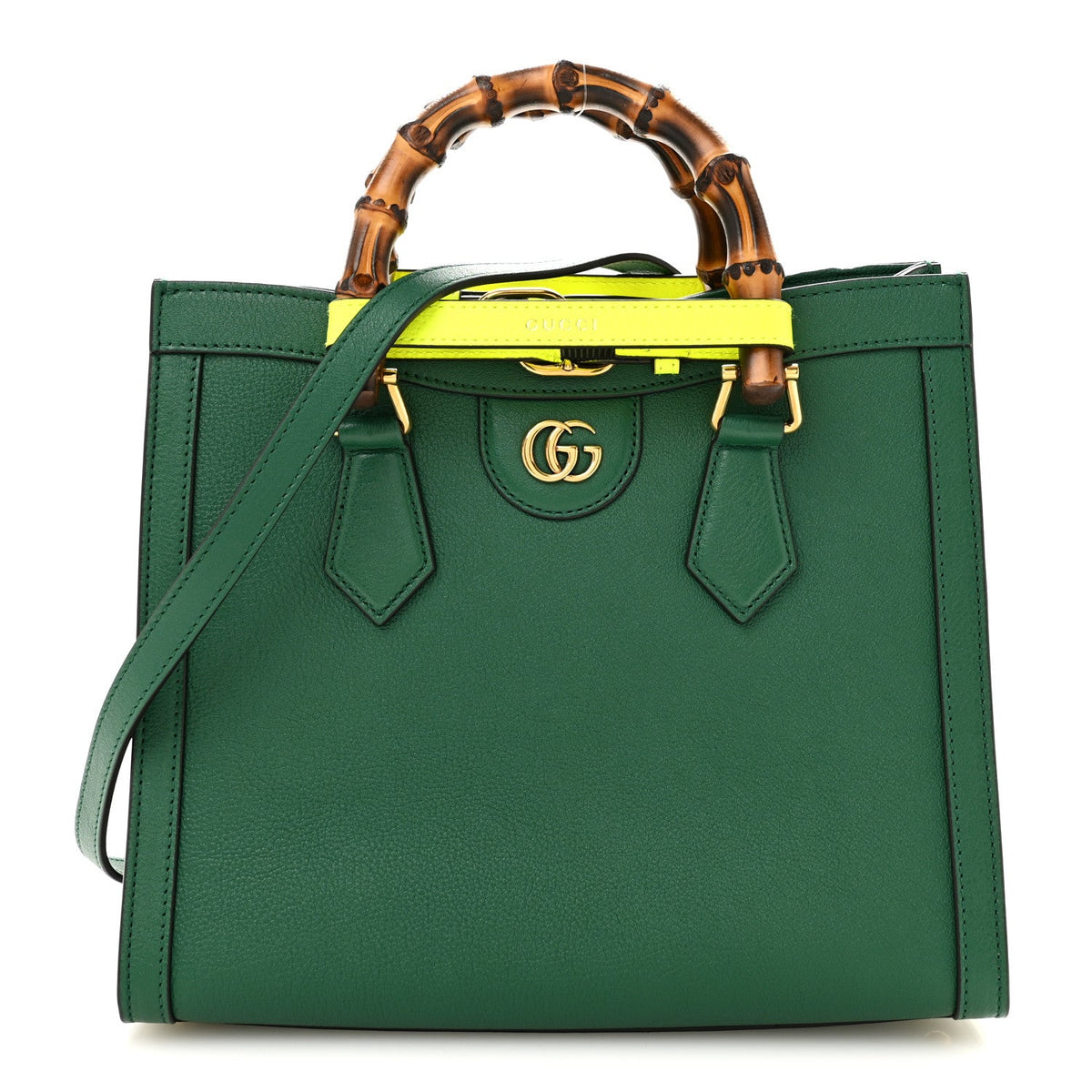 Wonka Grain Calfskin Small Diana Tote Bag Green Yellow Fluo wholesalehk.shop