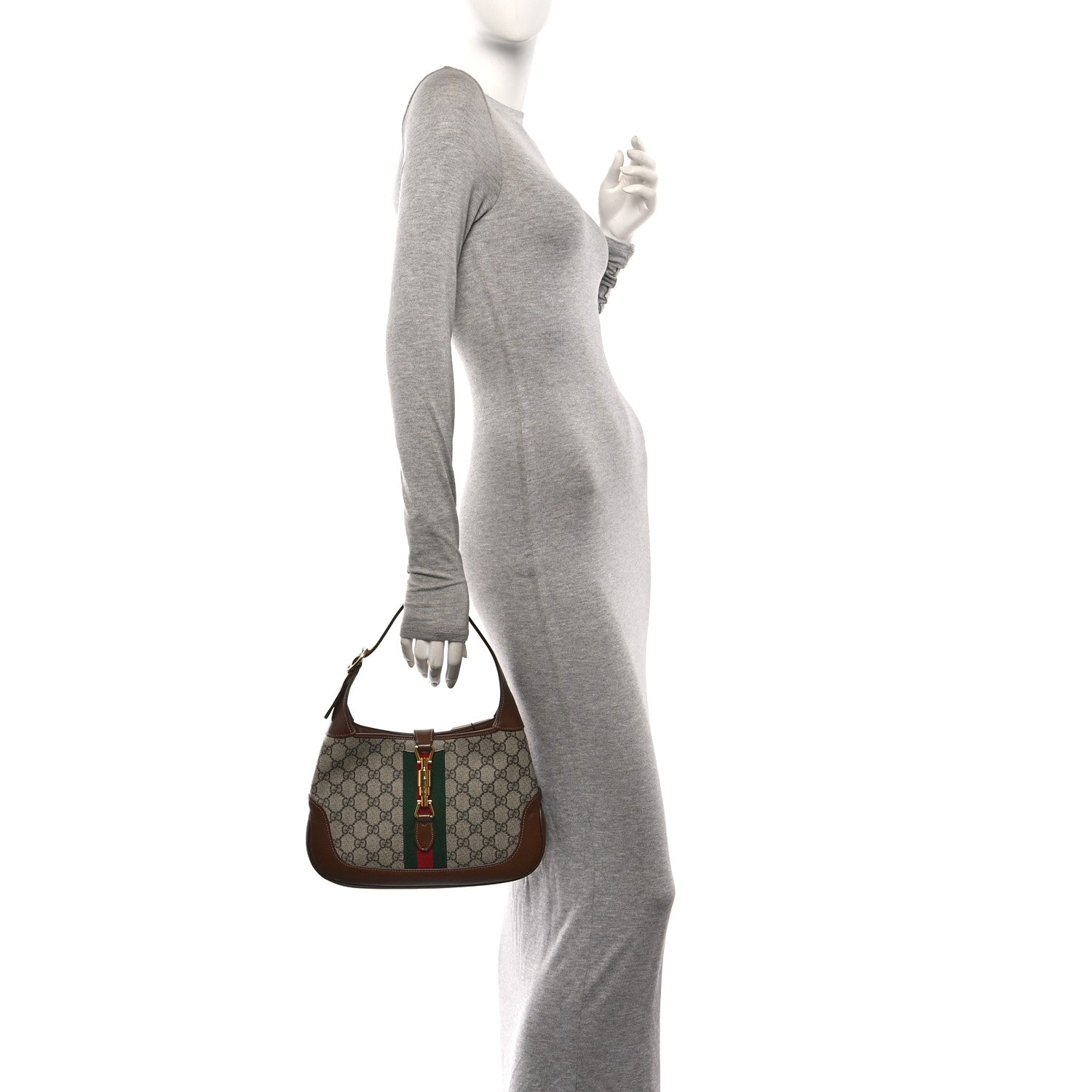 GG Supreme Monogram Azalea Calfskin Web Small Jackie 1961 Hobo Beige Ebony Brown Sugar £¨ Direct shipment via from wholesalehk.shop