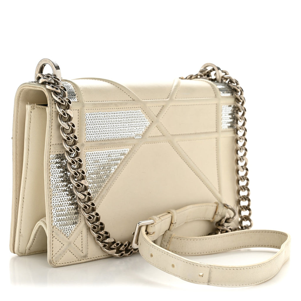 Lambskin Sequin Medium Diorama Flap Bag White ¡§ Direct shipment via from wholesalehk.shop