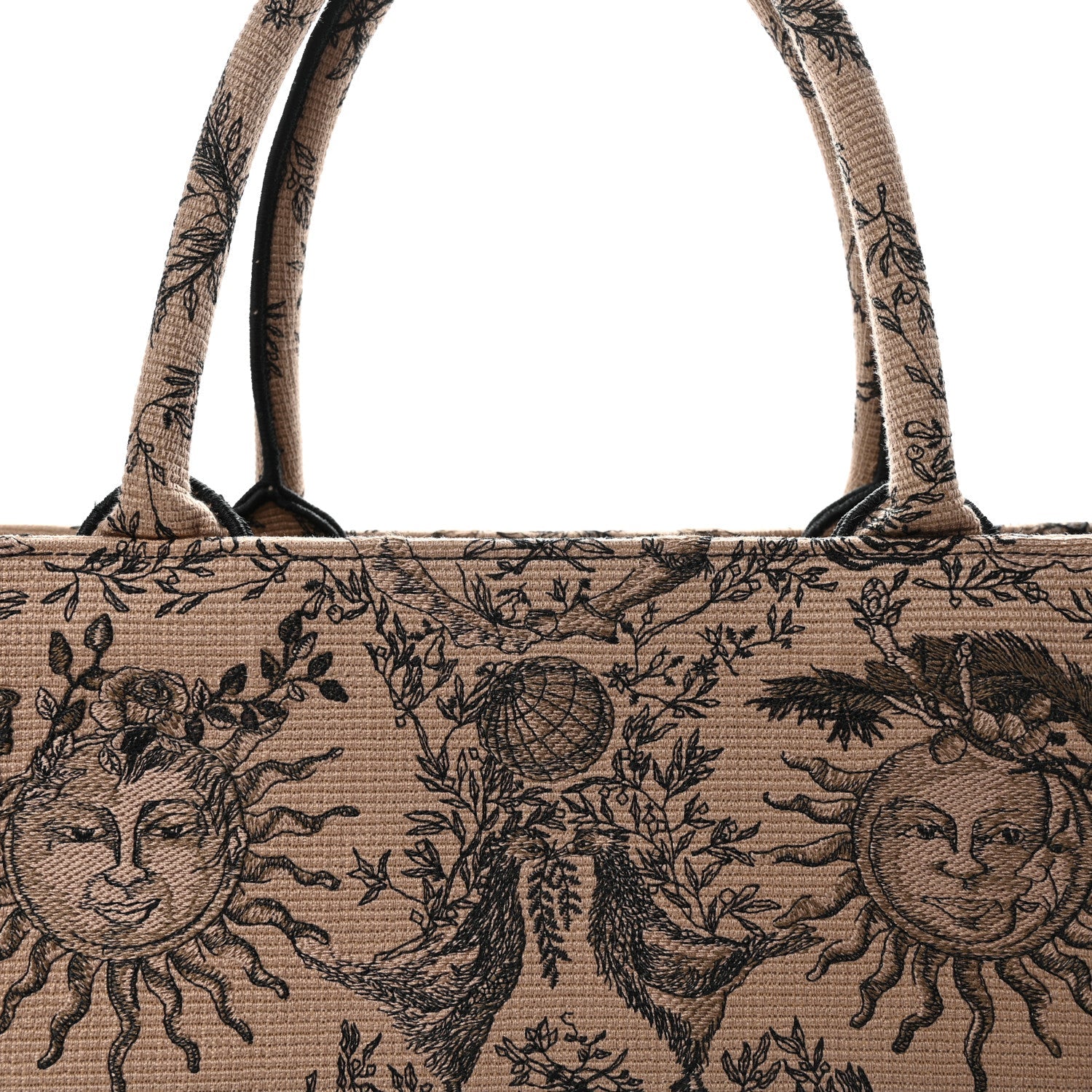 Canvas Embroidered Large Toile de Jouy Soleil Book Tote Beige £¨ Direct shipment via from wholesalehk.shop