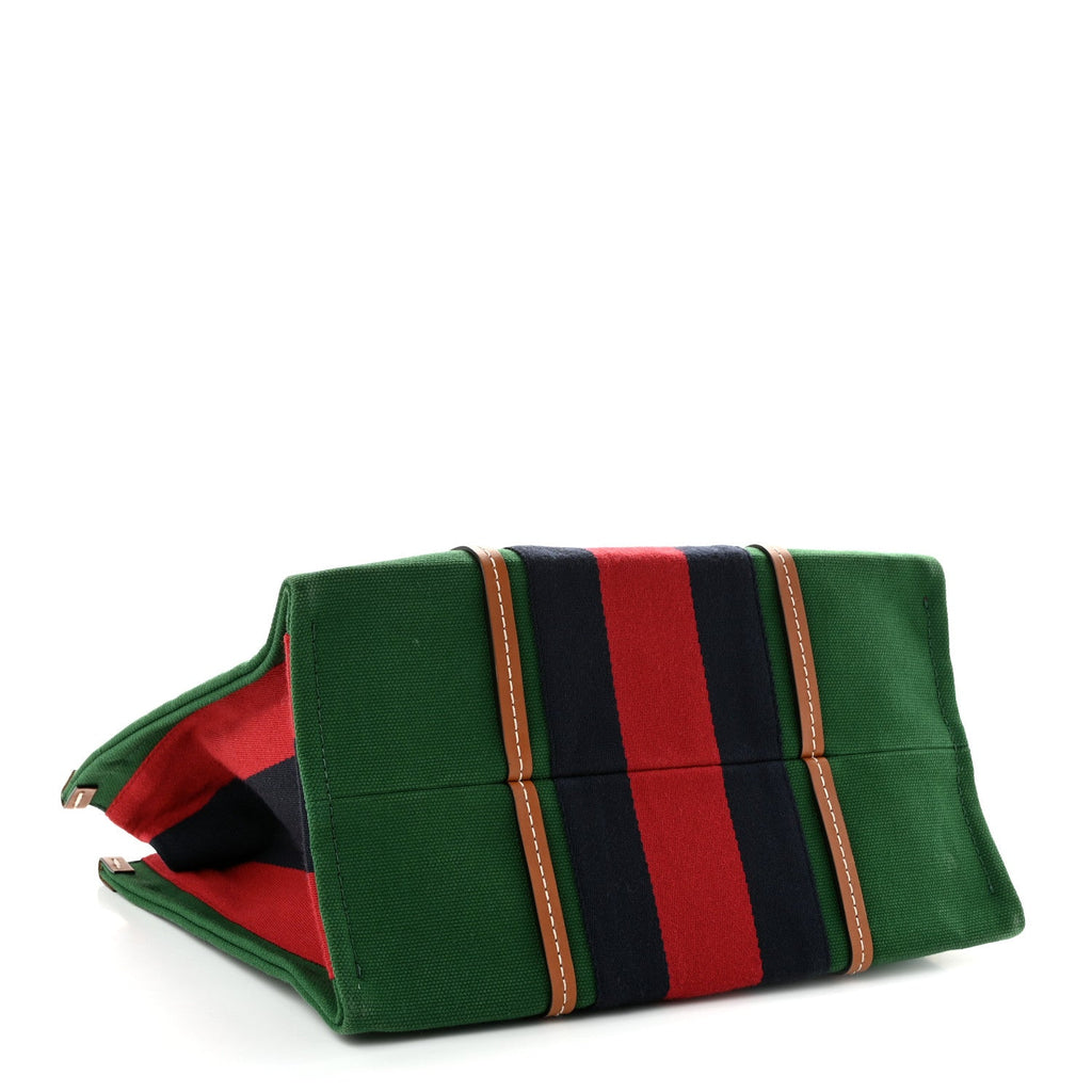 Canvas Calfskin Web Small Interlocking G Tote Bag Green Red wholesalehk.shop