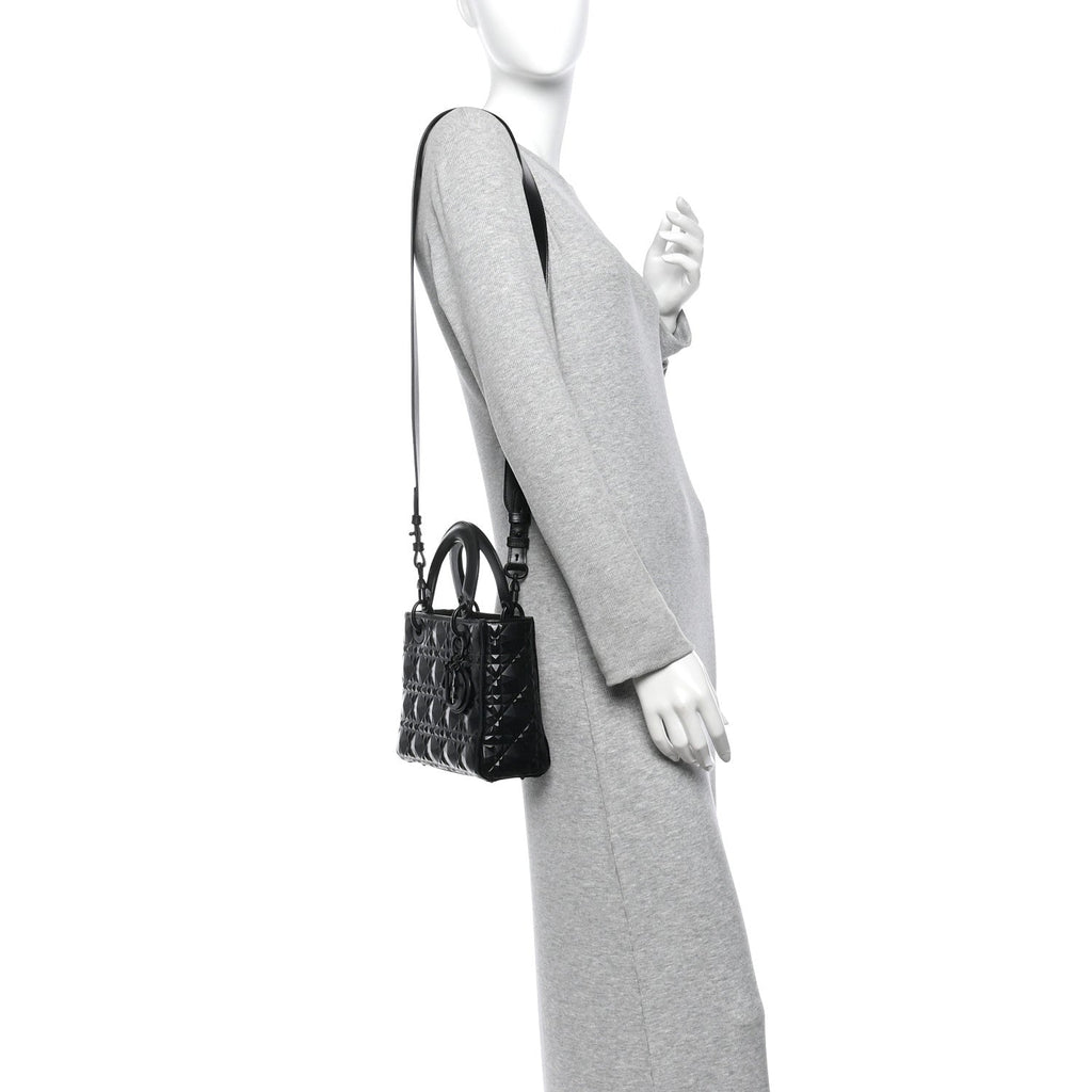 Calfskin Cannage Diamond Small My ABCDior Lady Dior Black wholesalehk.shop