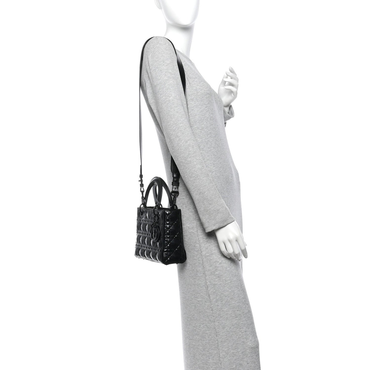 Calfskin Cannage Diamond Small My ABCDior Lady Dior Black wholesalehk.shop