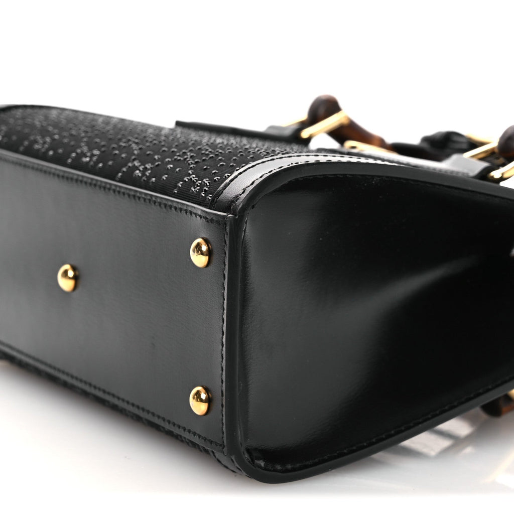 New Canvas Charisma Calfskin Crystal GG Monogram Mini Diana Tote Black wholesalehk.shop