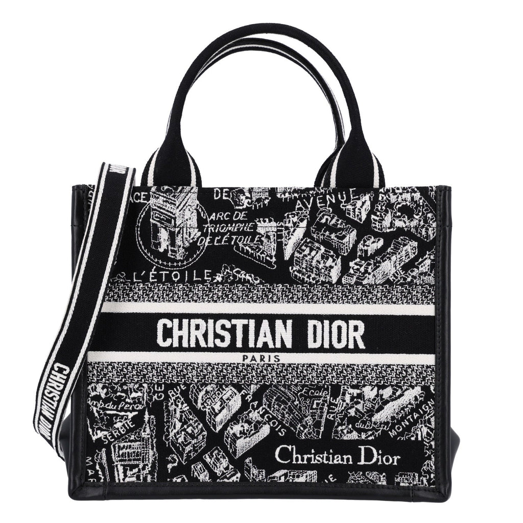 Canvas Calfskin Embroidered Small Plan De Paris Book Tote With Strap Black White £¨ Direct shipment via from wholesalehk.shop