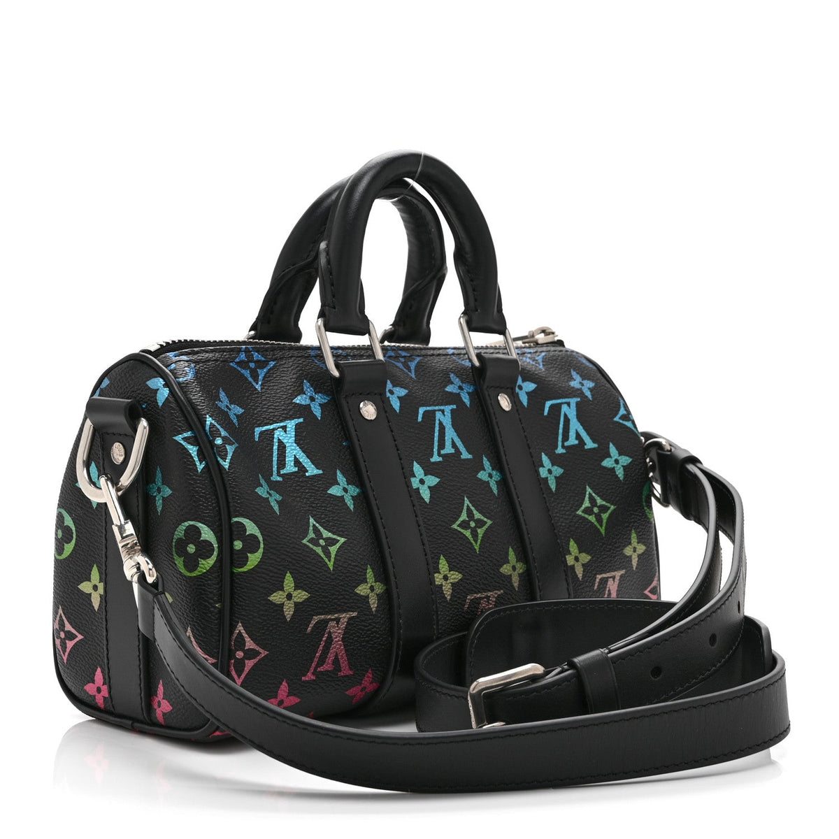 Monogram Iridescent Keepall Bandouliere 25 Black wholesalehk.shop