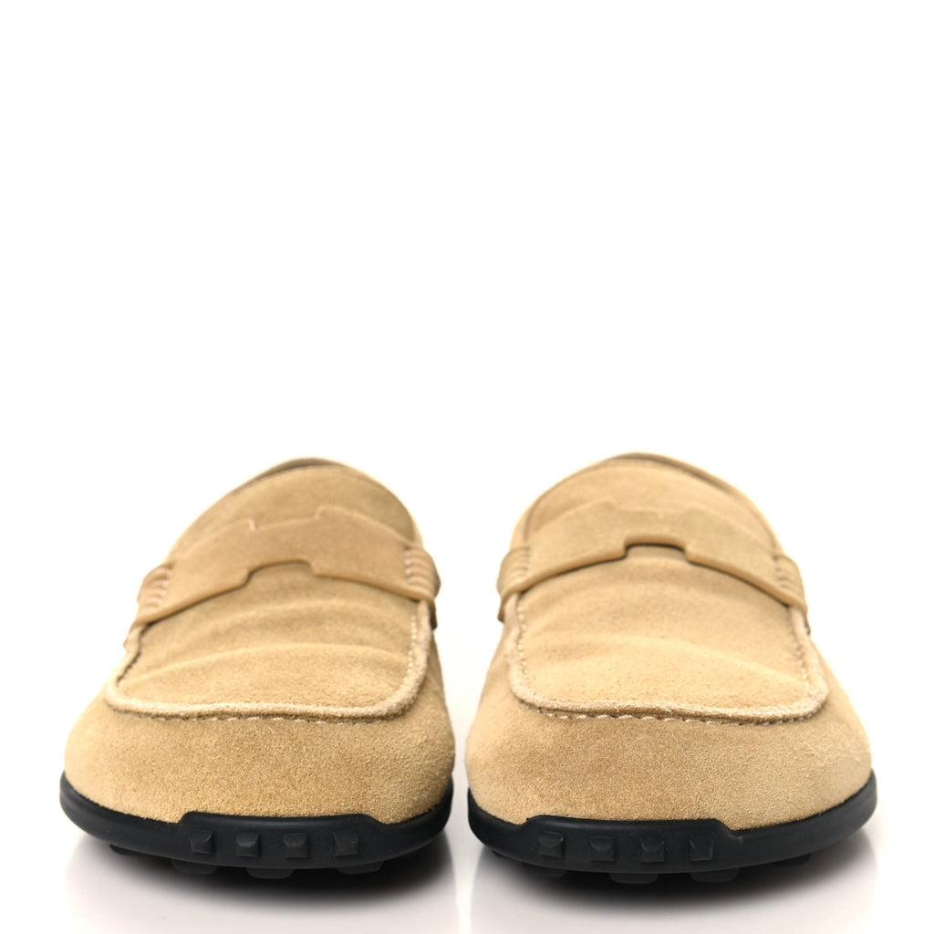 Suede Calfskin Womens Lazy Loafers 37 Beige Sable wholesalehk.shop