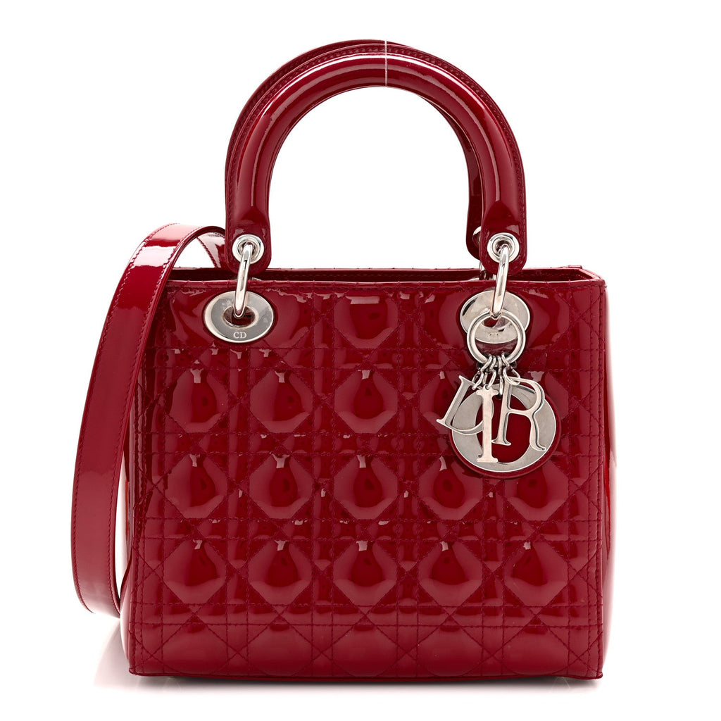Patent Cannage Medium Lady Dior Red wholesalehk.shop