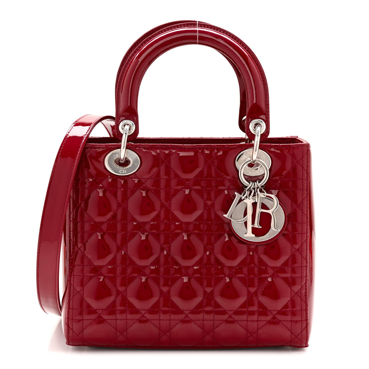 Patent Cannage Medium Lady Dior Red wholesalehk.shop