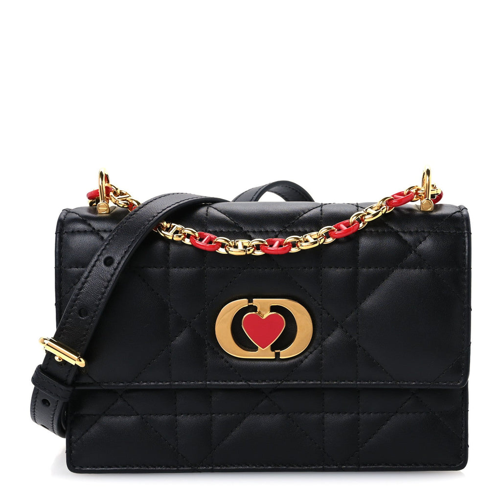 Lambskin Enamel Macrocannage Dioramour Mini Miss Caro Bag Black Red wholesalehk.shop