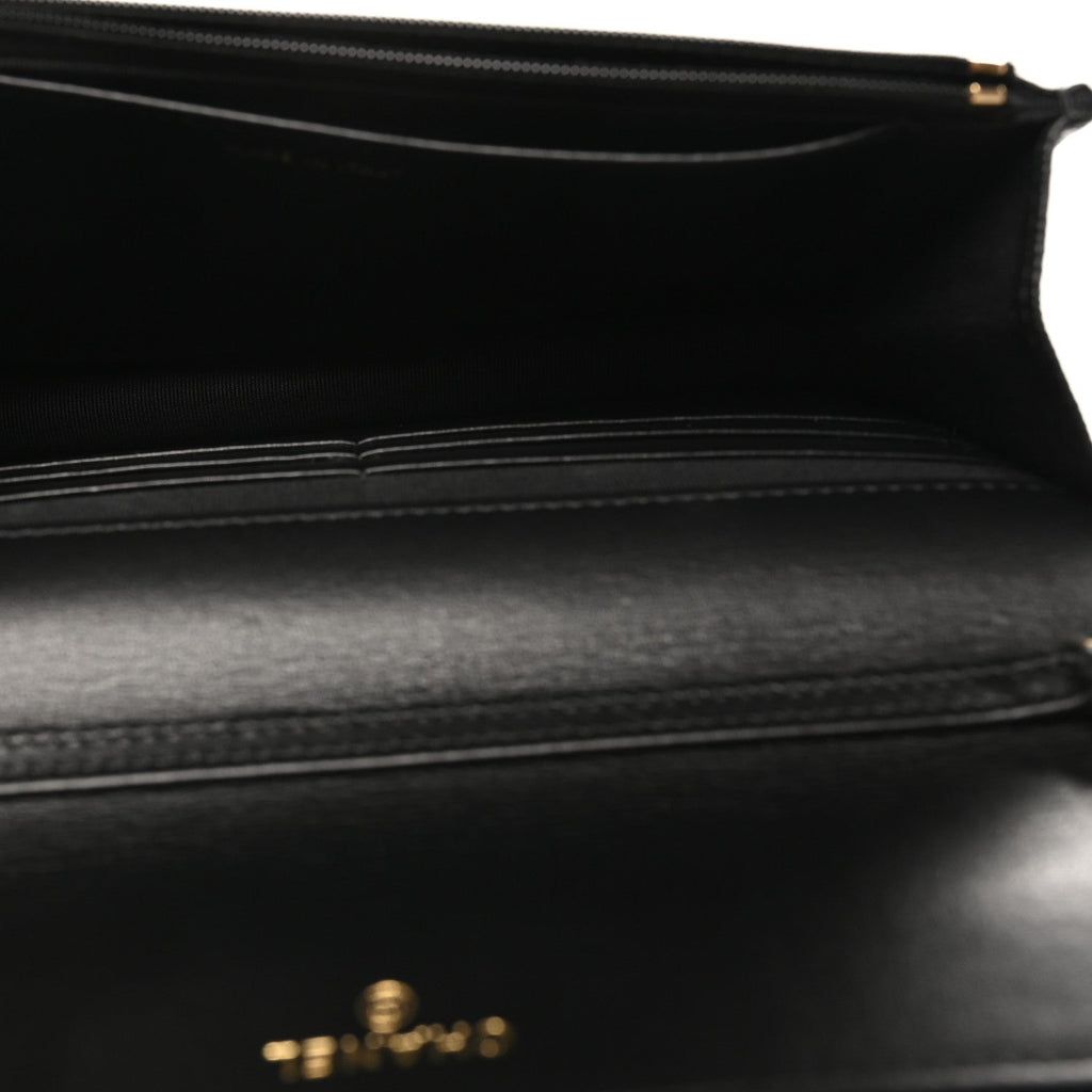 Caviar Quilted Camellia Wallet On Chain WOC Black wholesalehk.shop