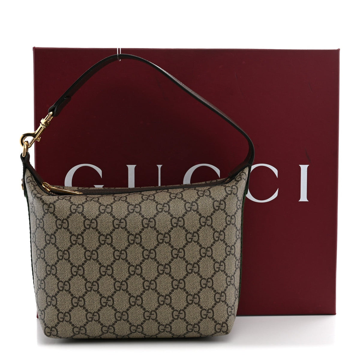 GG Supreme Monogram Textured Calfskin Web Super Mini Ophidia Shoulder Bag Beige Ebony New Acero wholesalehk.shop