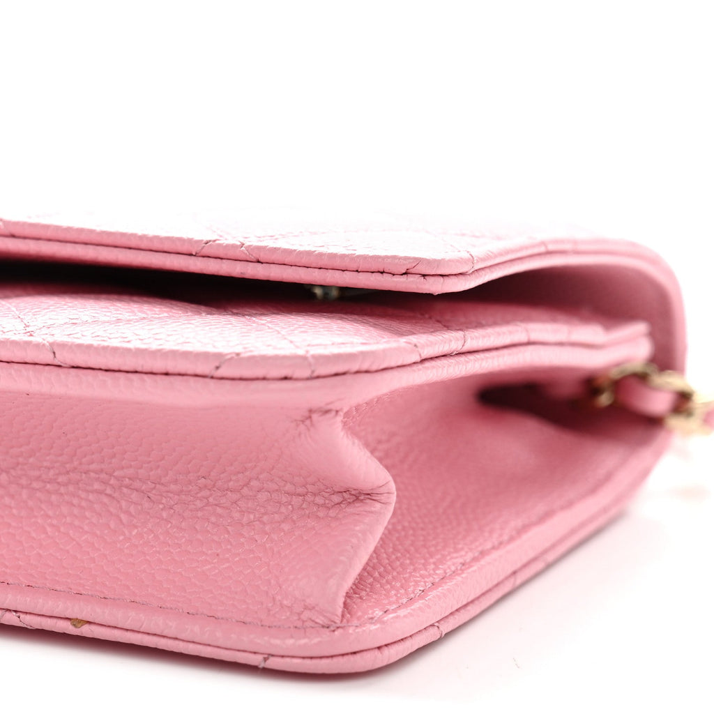 Caviar Quilted Multi Chain Wallet On Chain WOC Light Pink wholesalehk.shop