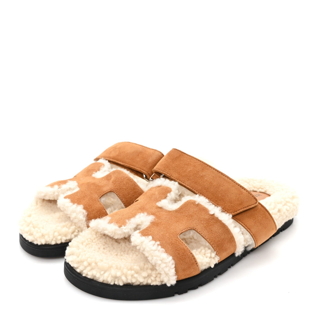 Suede Goatskin Woolskin Womens Chypre Sandals 36.5 Naturel Ecru wholesalehk.shop
