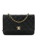 Caviar Quilted CC Turnlock Wallet On Chain WOC Black wholesalehk.shop
