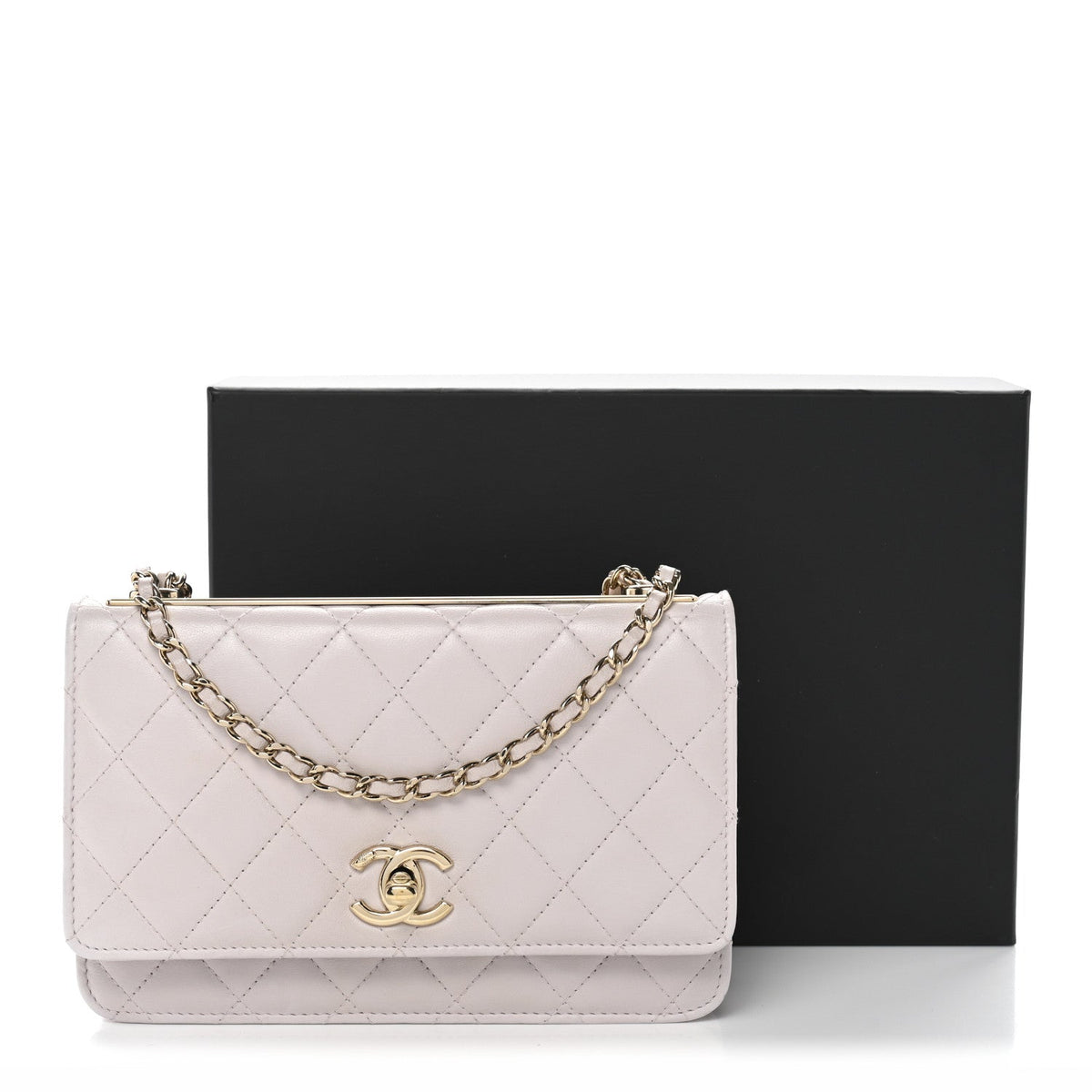 Lambskin Quilted Trendy CC Wallet On Chain WOC Lilac wholesalehk.shop