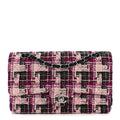 Tweed Quilted Medium Double Flap Pink Black wholesalehk.shop