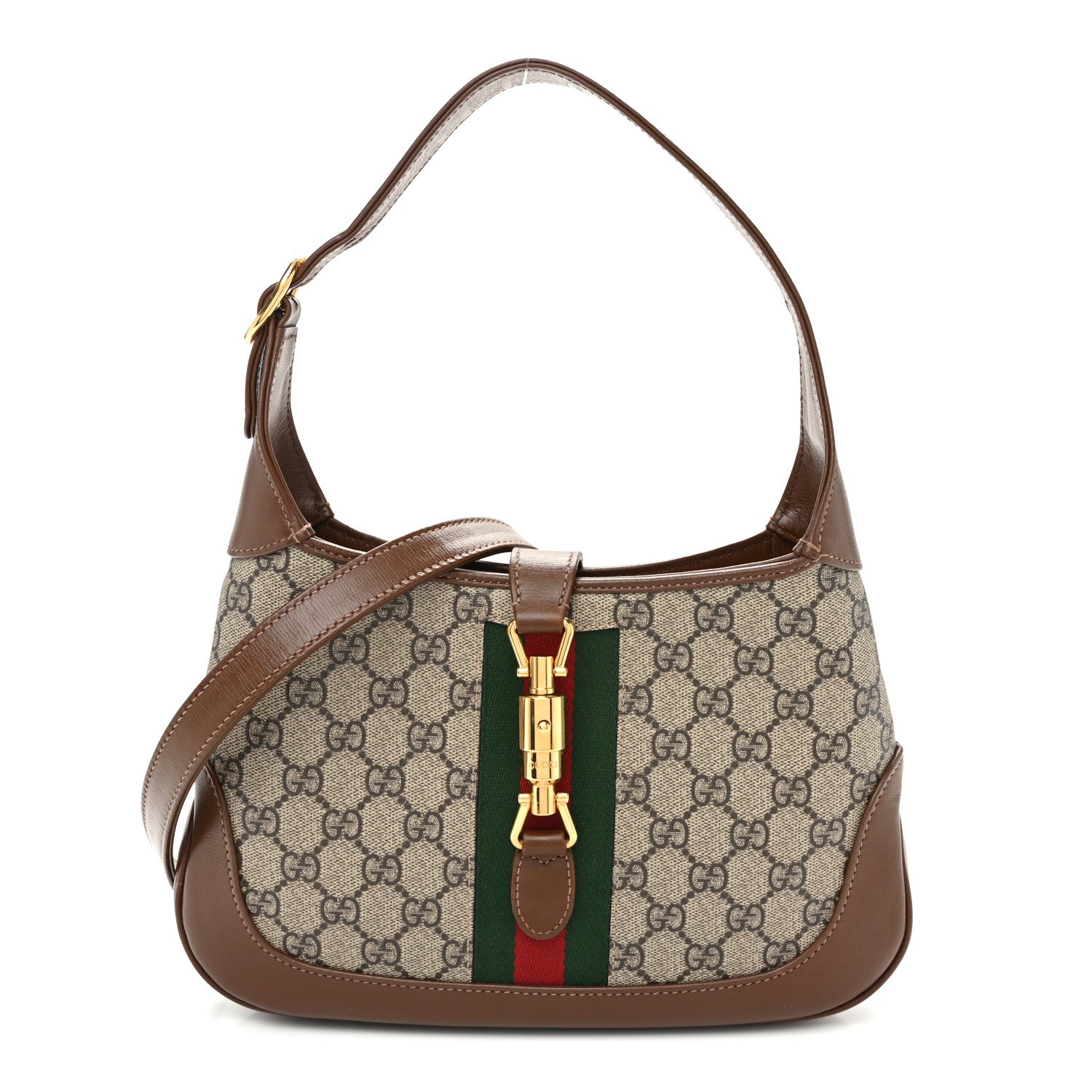 GG Supreme Monogram Azalea Calfskin Web Small Jackie 1961 Hobo Beige Ebony Brown Sugar £¨ Direct shipment via from wholesalehk.shop