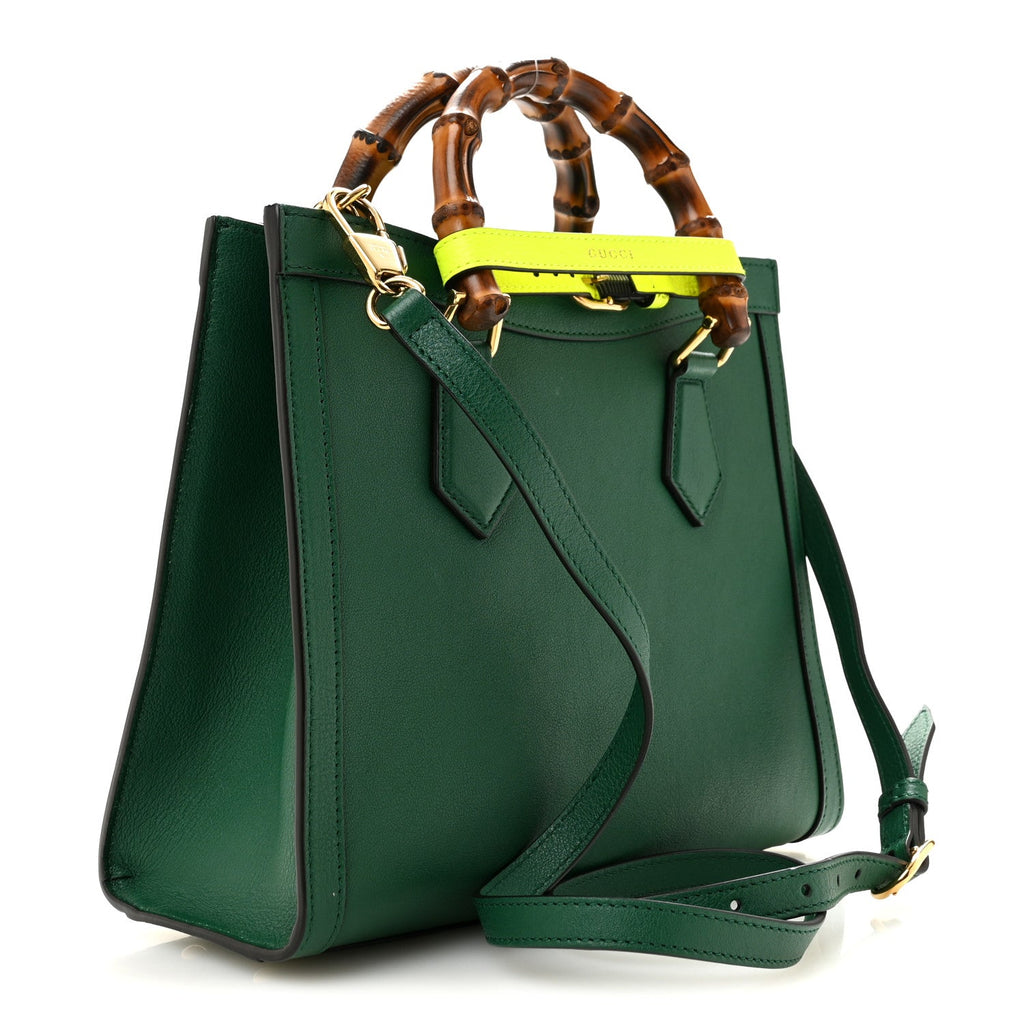 Wonka Grain Calfskin Small Diana Tote Bag Green Yellow Fluo wholesalehk.shop