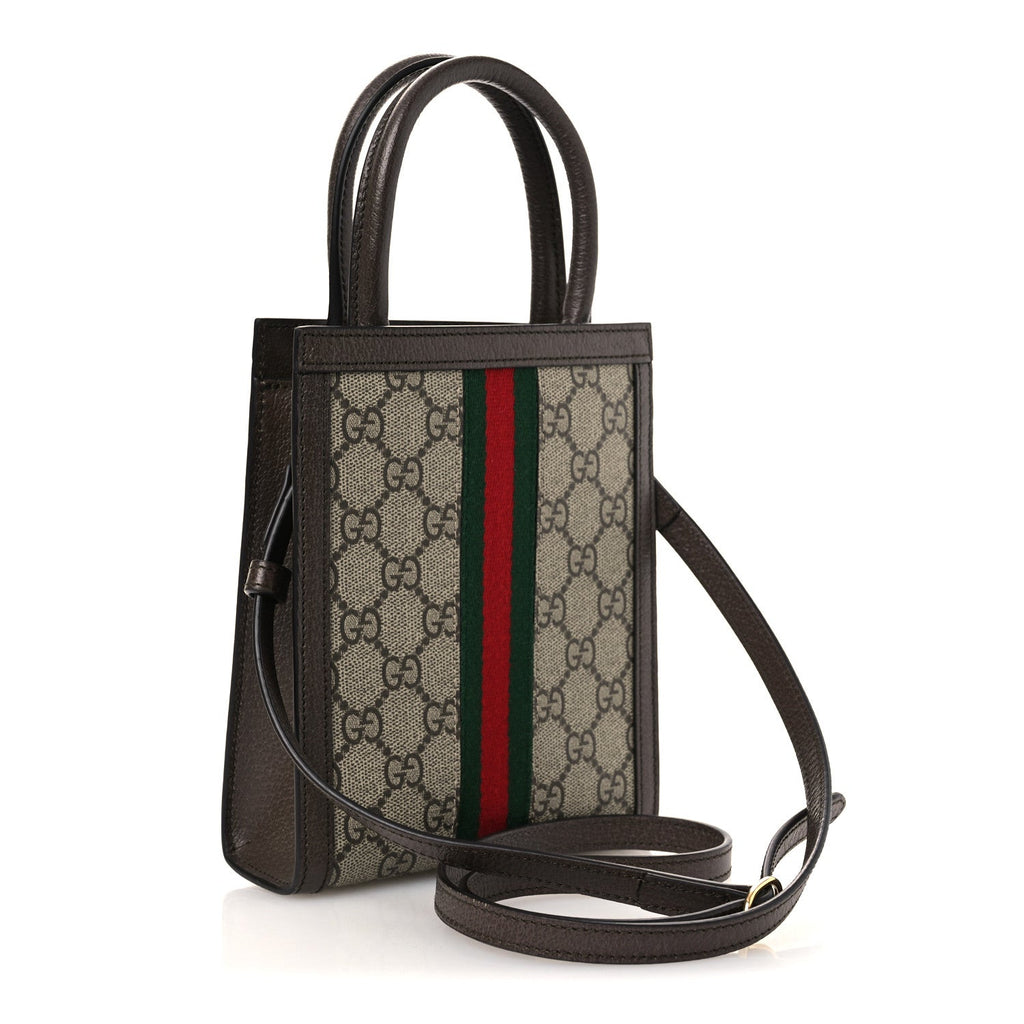 GG Supreme Monogram Textured Dollar Calfskin Web Super Mini Ophidia Mini Tote Bag Beige Ebony New Acero wholesalehk.shop