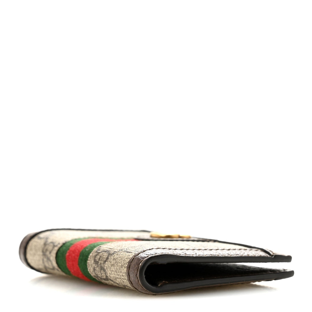 GG Supreme Monogram Web Ophidia Card Case Beige Ebony Electric Green wholesalehk.shop