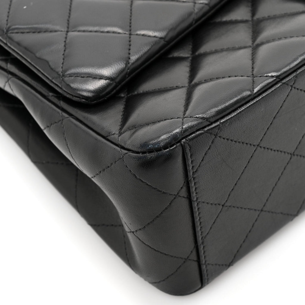 Lambskin Quilted Maxi Double Flap Black wholesalehk.shop
