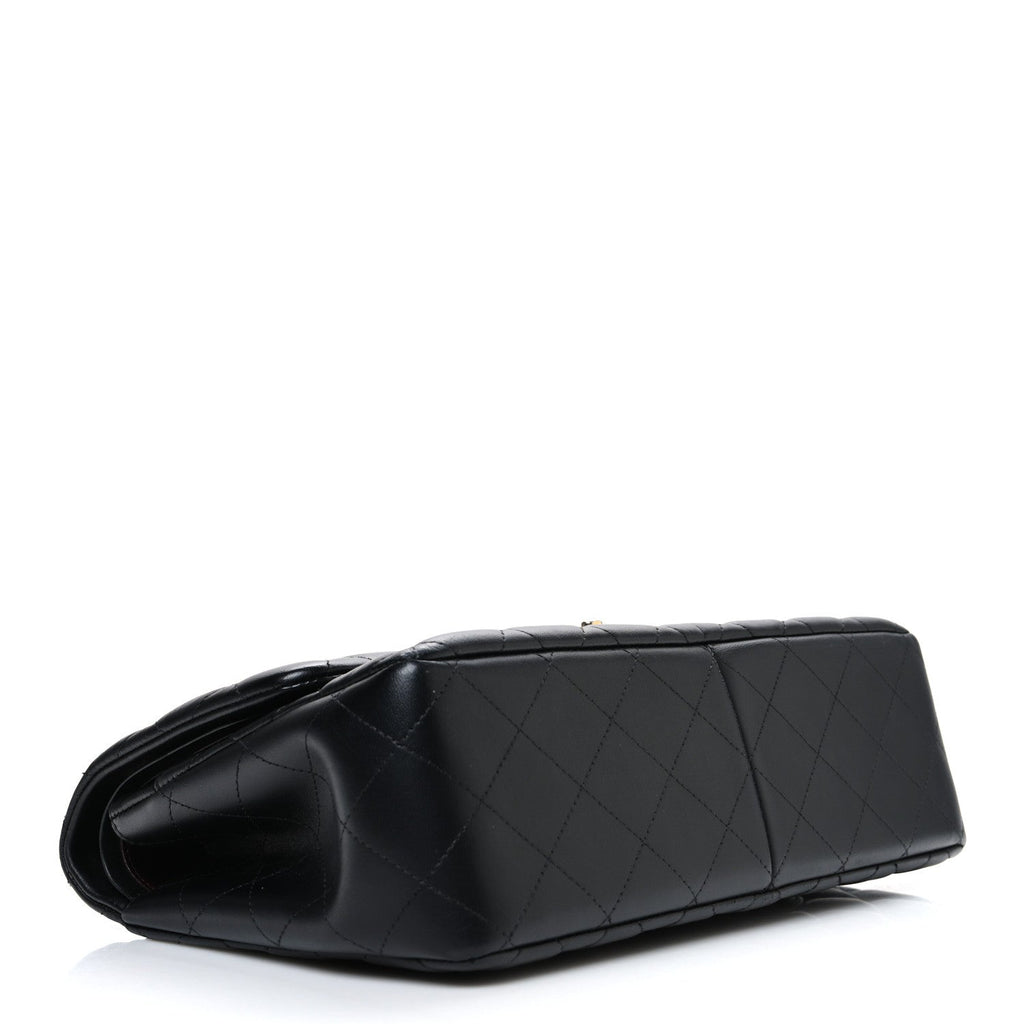 Lambskin Quilted Jumbo Double Flap Black wholesalehk.shop