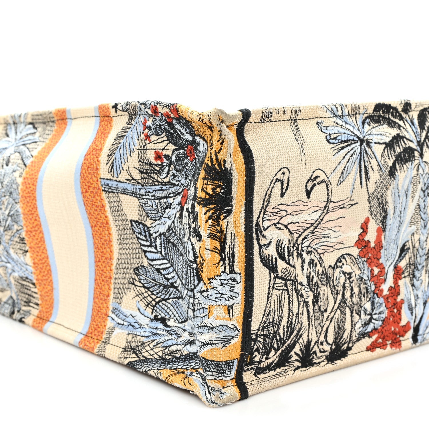 Canvas Embroidered Toile De Jouy Tropicalia Large Book Tote Denim Blue £¨ Direct shipment via from wholesalehk.shop