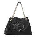 Pebbled Calfskin Medium Soho Chain Shoulder Bag Black wholesalehk.shop