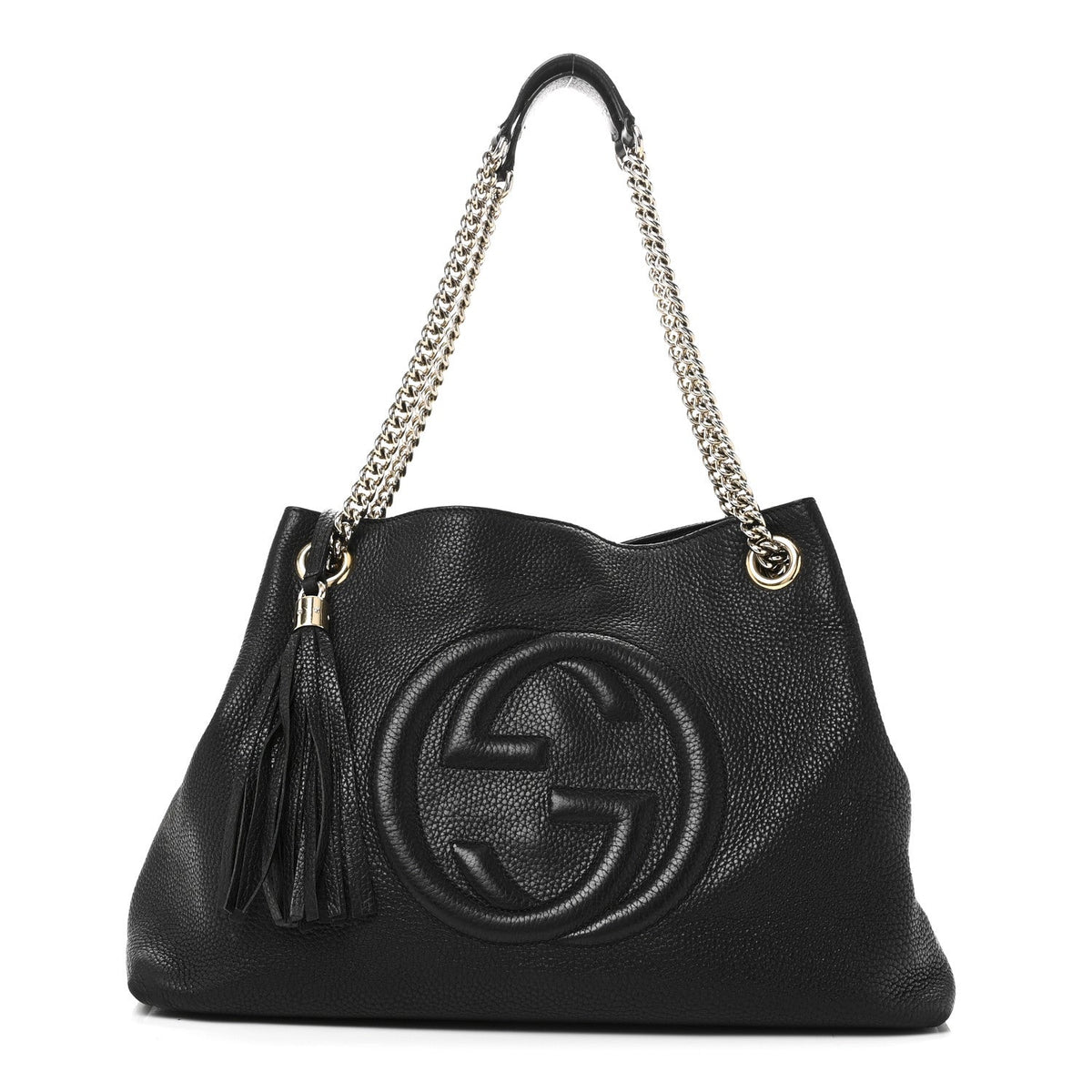 Pebbled Calfskin Medium Soho Chain Shoulder Bag Black wholesalehk.shop