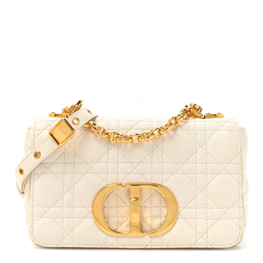 Grained Calfskin Cannage Small Caro Bag White wholesalehk.shop