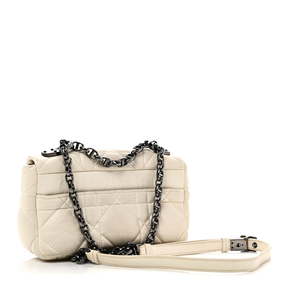 Lambskin Macrocannage Small Dior Caro Bag Ivory wholesalehk.shop