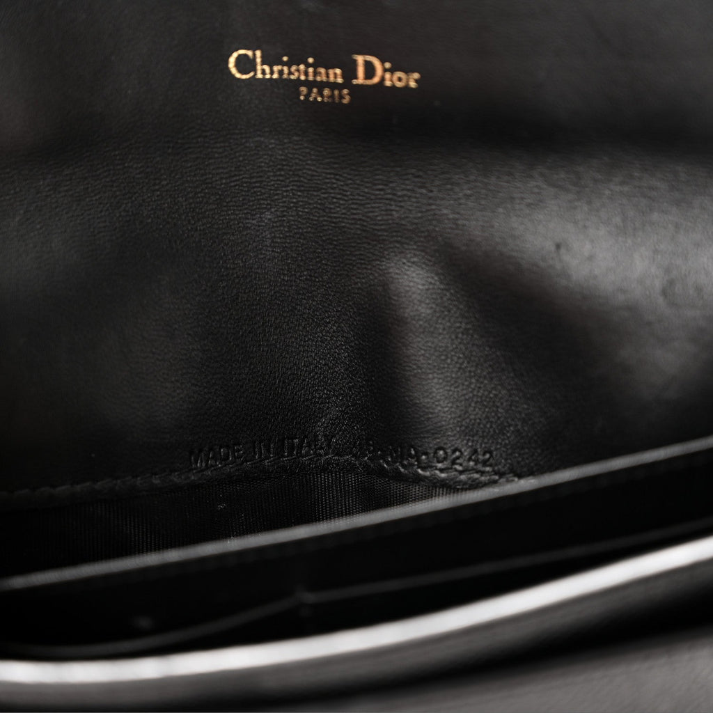 Grained Calfskin Saddle Chain Wallet Pouch Black wholesalehk.shop