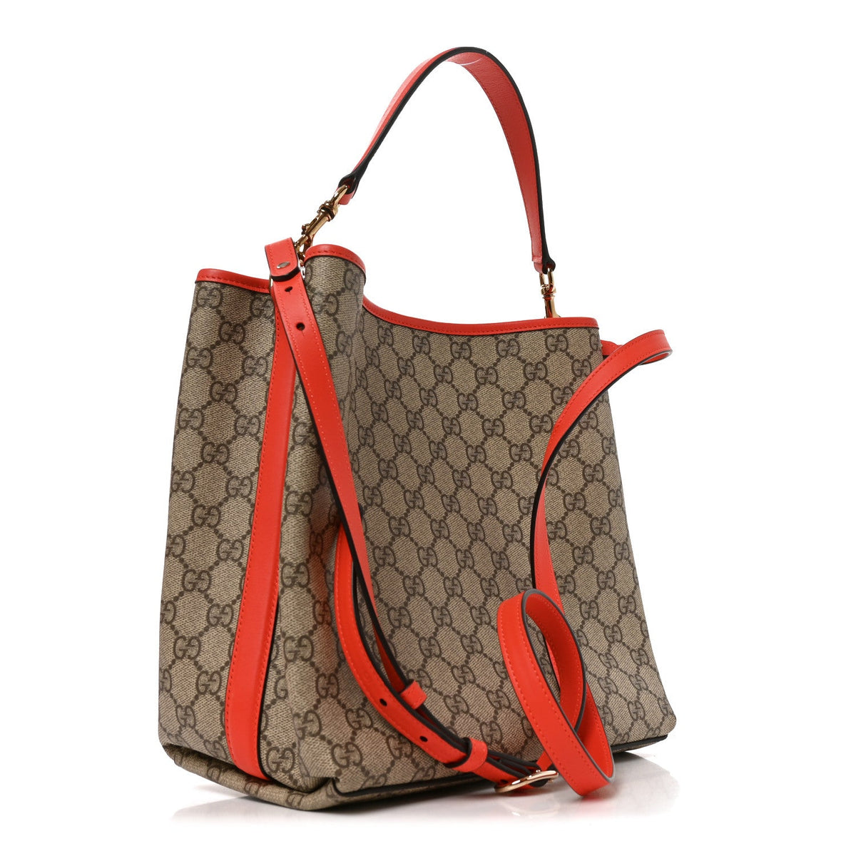GG Supreme Monogram Medium Emblem Bucket Bag Beige Orange wholesalehk.shop