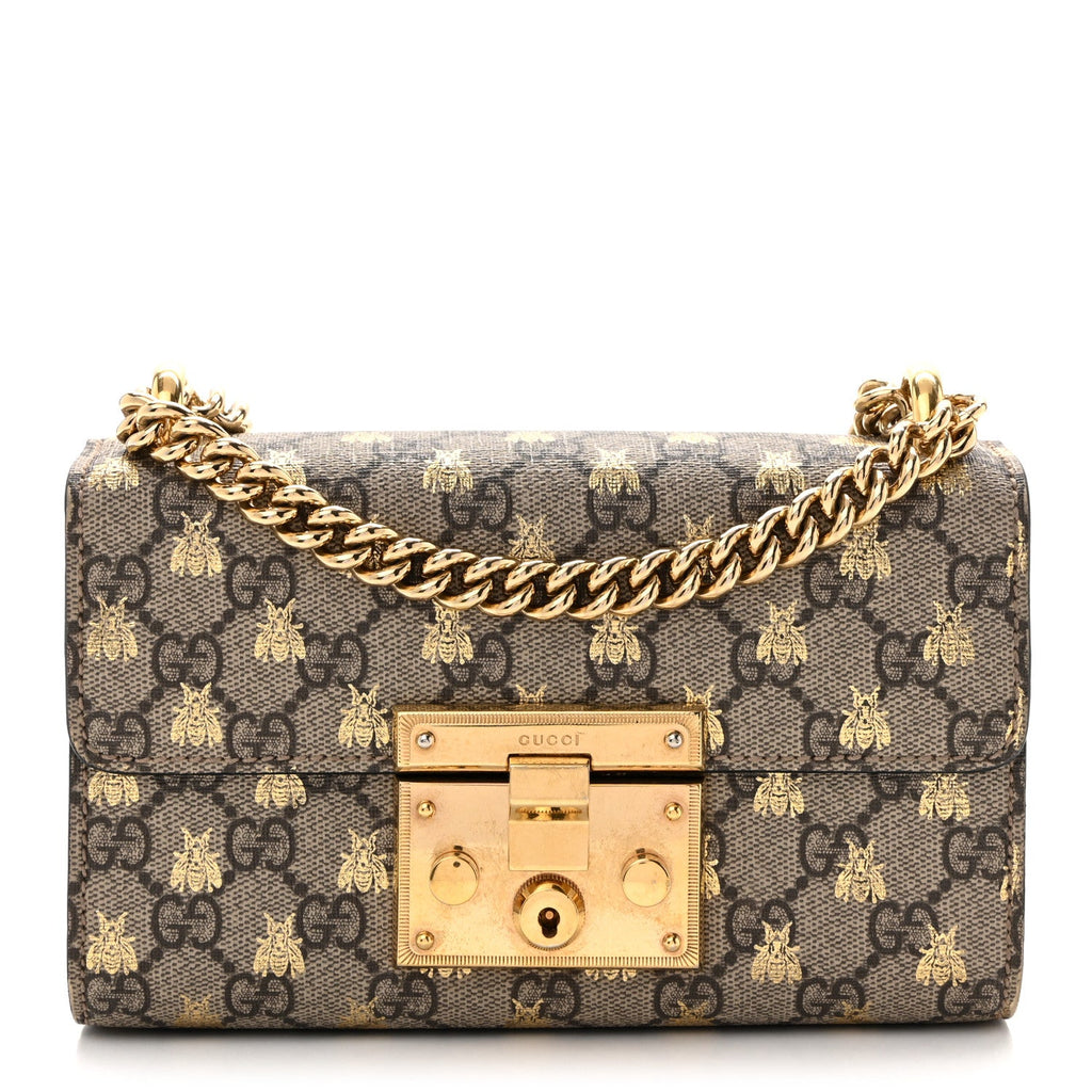 GG Supreme Monogram Bees Small Padlock Shoulder Bag Black £¨ Direct shipment via from wholesalehk.shop