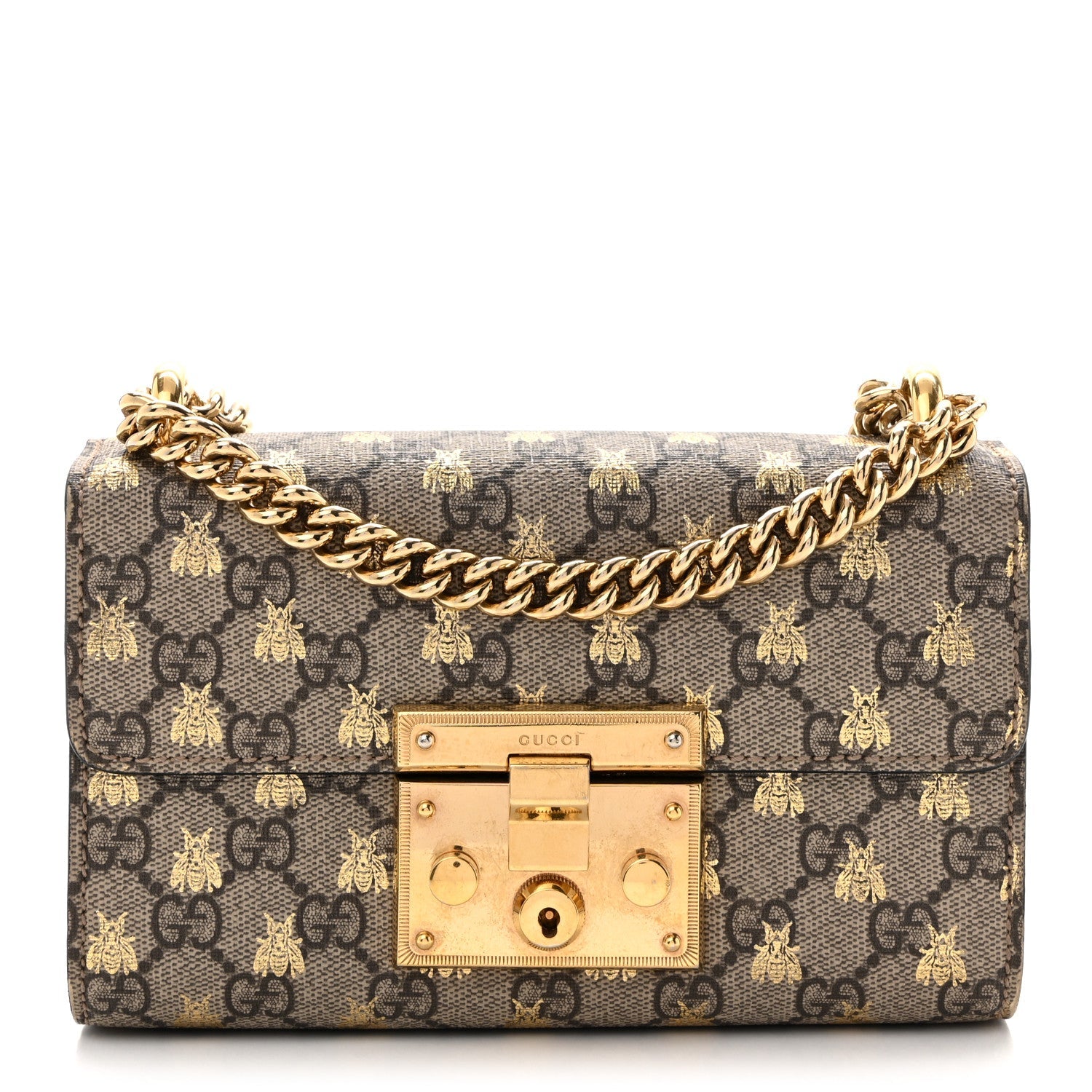 GG Supreme Monogram Bees Small Padlock Shoulder Bag Black £¨ Direct shipment via from wholesalehk.shop