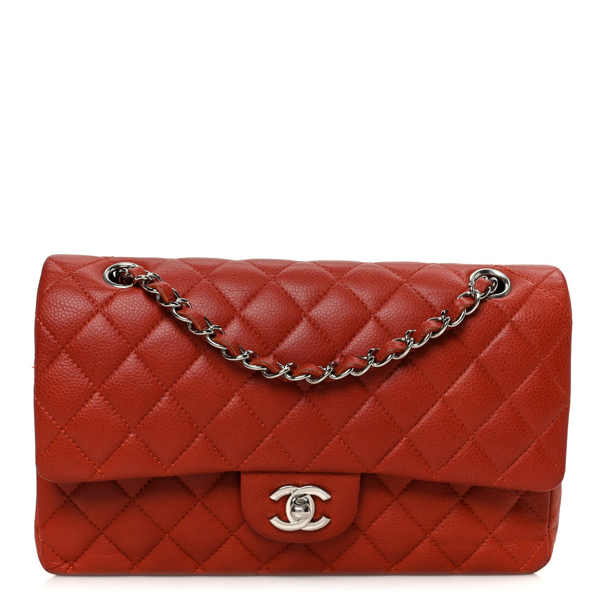 Caviar Quilted Medium Double Flap Red wholesalehk.shop