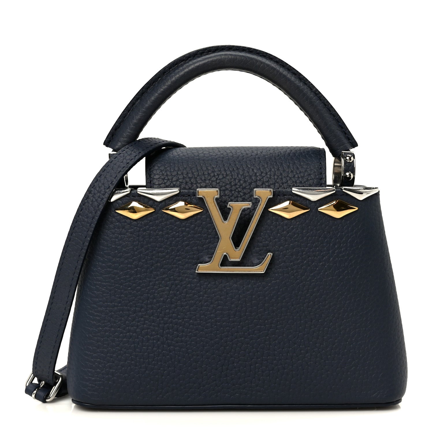 Taurillon Embellished Malletage Crown Mini Capucines Navy £¨ Direct shipment via from wholesalehk.shop