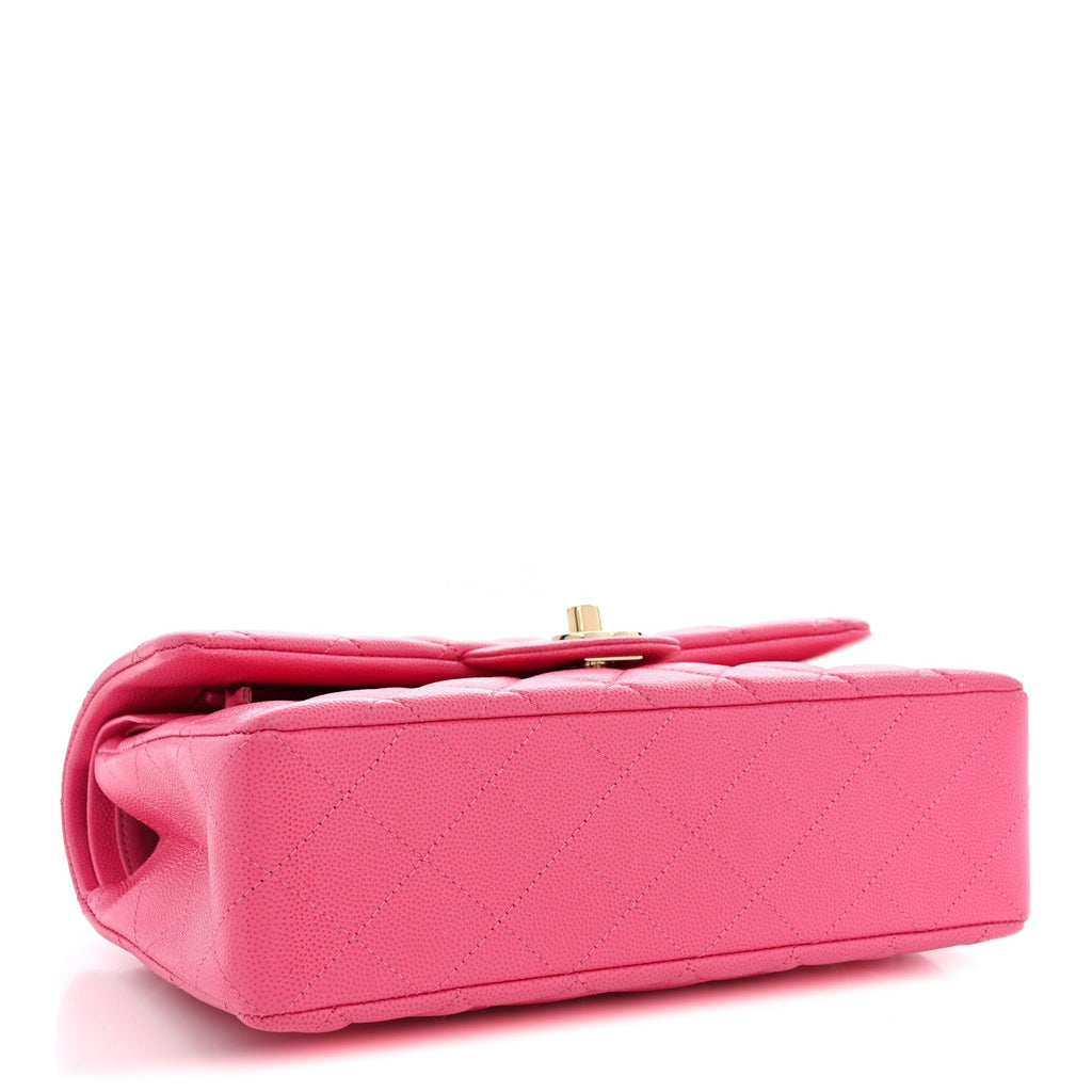 Caviar Quilted Small Double Flap Pink wholesalehk.shop