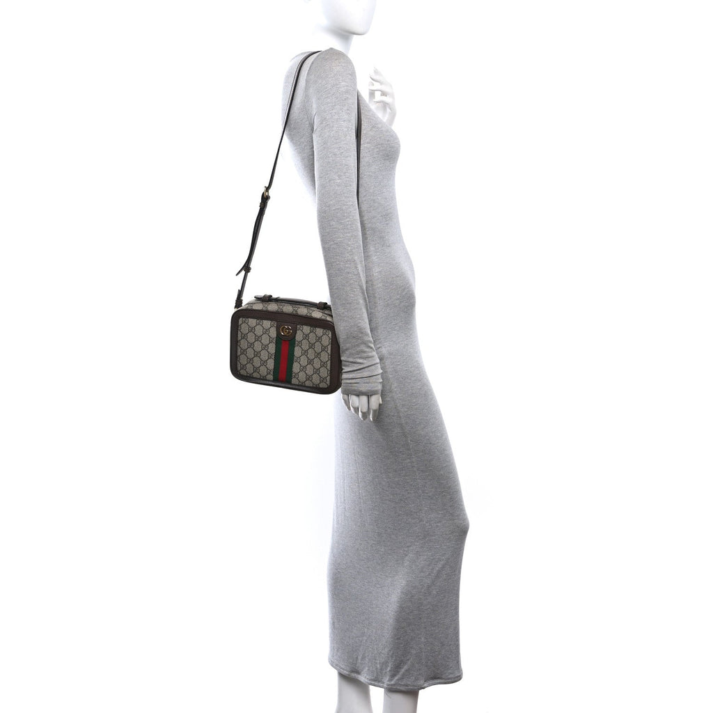 GG Supreme Monogram Web Small Ophidia Top Handle Shoulder Bag Brown wholesalehk.shop