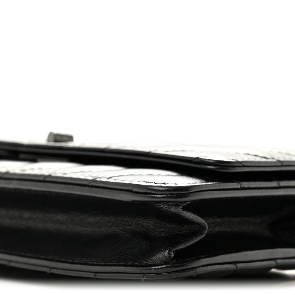 Aged Calfskin Chevron Quilted Reissue Wallet On Chain WOC So Black wholesalehk.shop